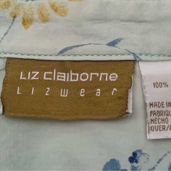 Liz Claiborne Blue Floral Button Down Shirt Size Small - Picture 8 of 12